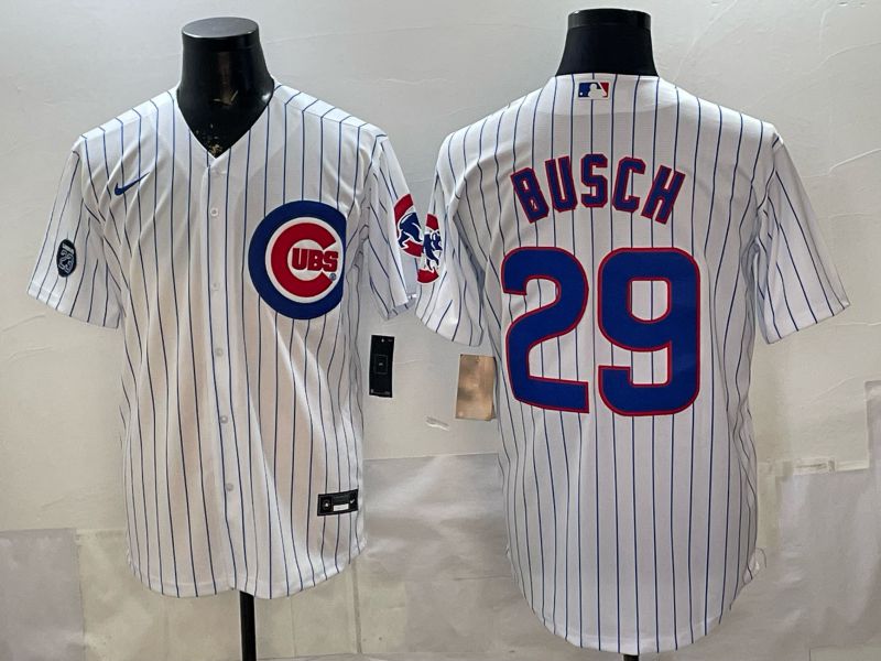 Men Chicago Cubs #29 Busch White Stripe Game 2026 Nike MLB Jersey style 005->chicago cubs->MLB Jersey